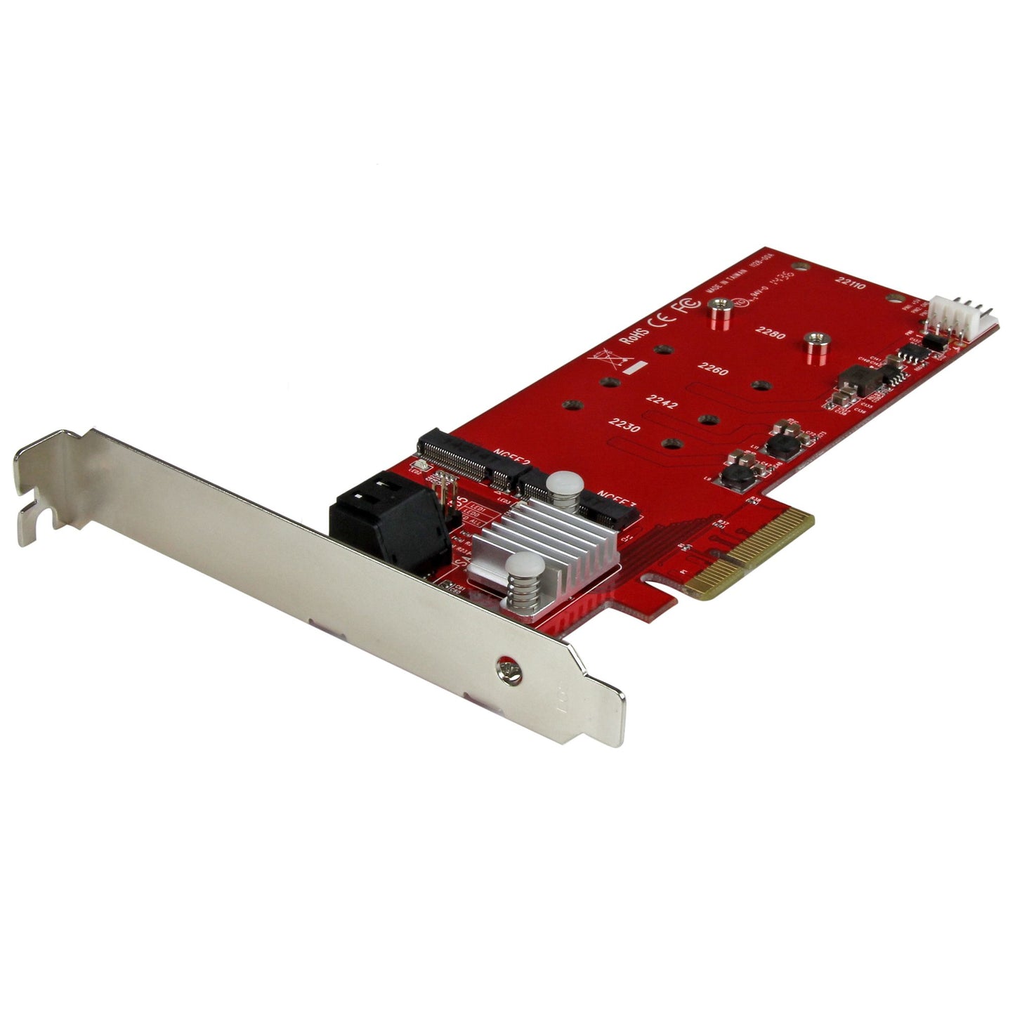 Tarjeta PCI Express Controladora STARTECH de 2x SSD NGFF M.2 y 2x Puertos SATA III - Compatibilidad con RAID