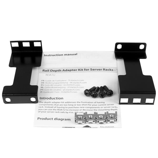 STARTECH CONSIG JUEGO ADAPTADOR DE PROFUNDIDAD BOPT DE RIEL PARA RACKS 1U .