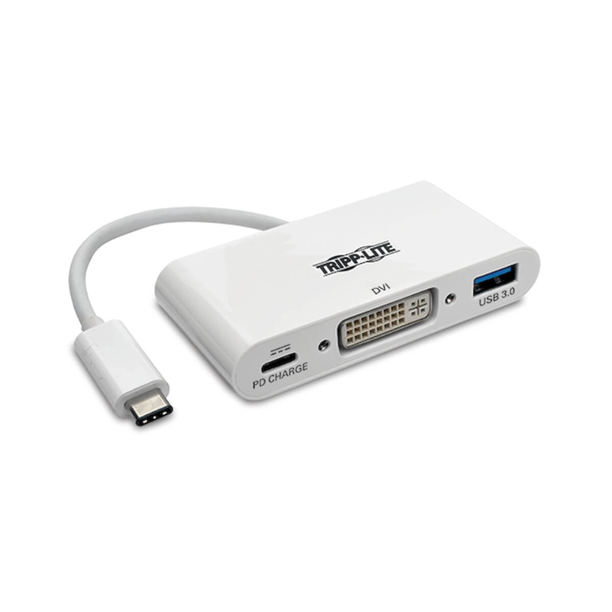 Adaptador USB Tripp Lite U444-06N-DU-C, Macho - DVI/D Hembra, con Puertos USB A/USB C, Compatible con Thunderbolt 3, Blanco