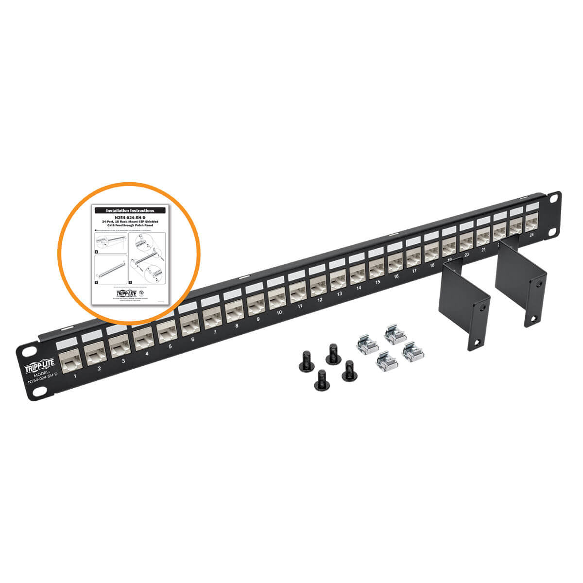 TRIPPLITE CONSIG. PANEL CONEXIONES RJ45 PASO ACCS PUERTOS ANGULO 90 GRADOS 24 PUERTO