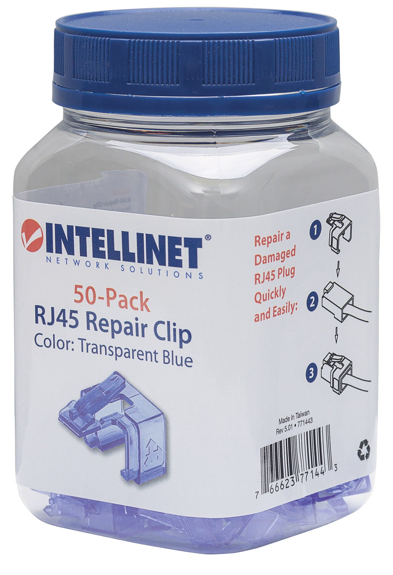 IC INTRACOM PLUG RJ45 CLIP REPUESTO AZUL CABL 50 PZAS