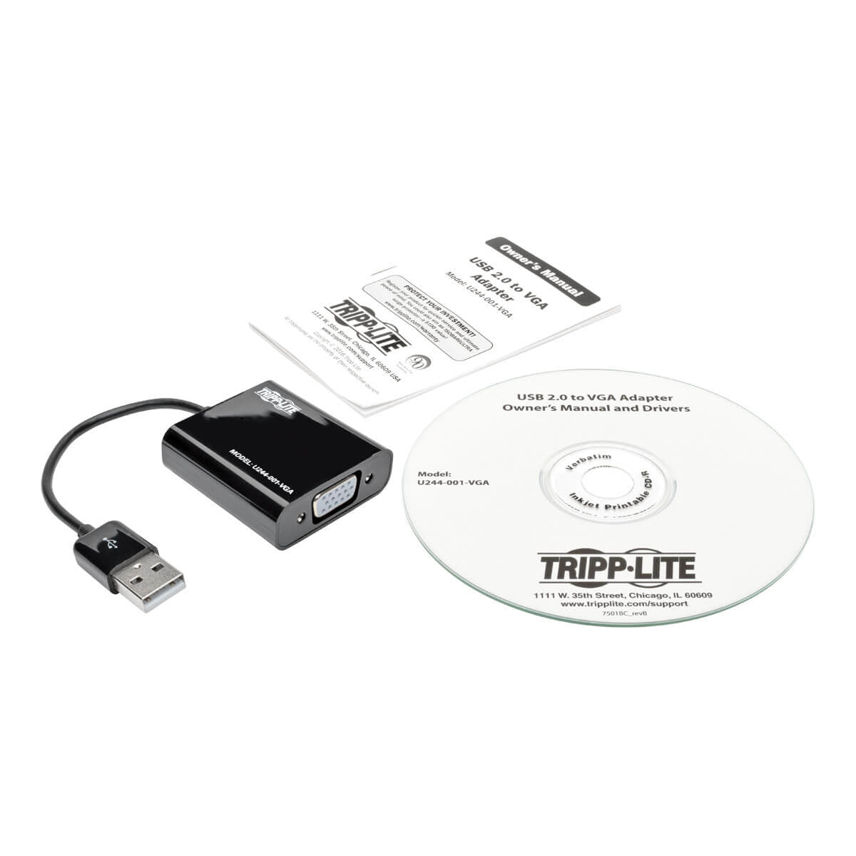 Adaptador VGA Tripp Lite U244-001-VGA, (D-Sub) Hembra - USB A Macho, Negro