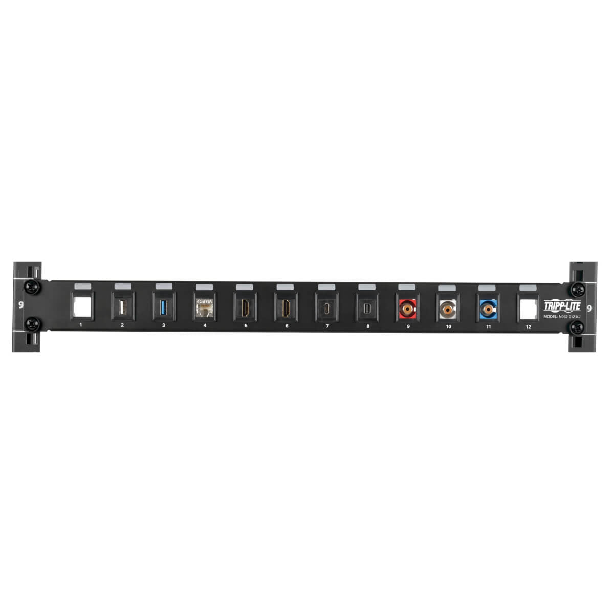 TRIPPLITE CONSIG. PANEL CONEXIONES SIN BLINDAJE BOPT RJ45 KEYSTONE 12 PUERTOS 1U RACK