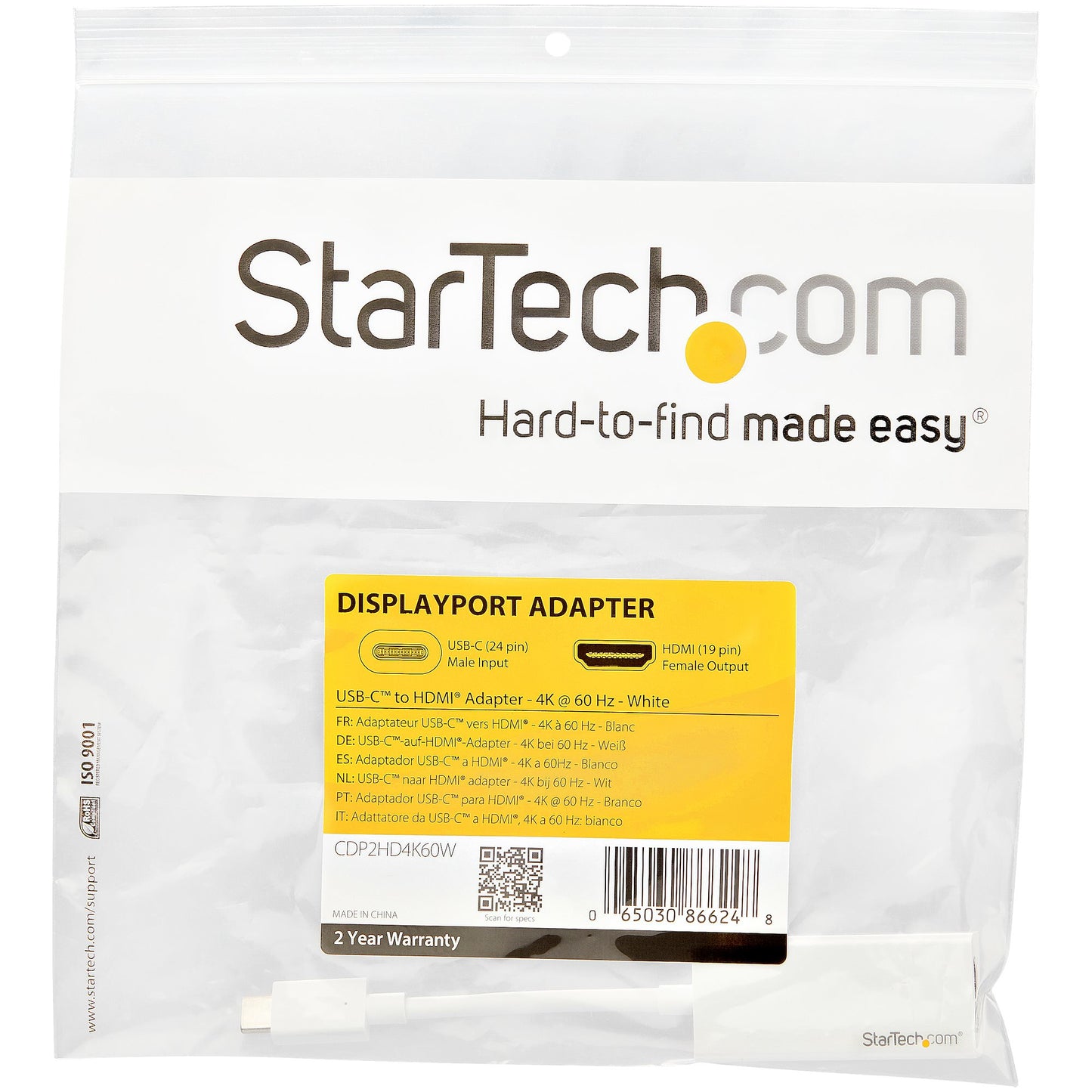 STARTECH CONSIG ADAPTADOR USB-C A HDMI 4K ADAP 60HZ CONVERTIDOR USB TYPE C BLANCO