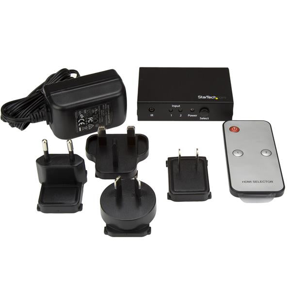 StarTech Switch Conmutador HDMI de 2 Puertos, 4K 60Hz, 3840 × 2160, 4K, 2 Dispositivo de Entrada, Pantalla, Proyector, TV, Reproductor de disco Blu-Ray