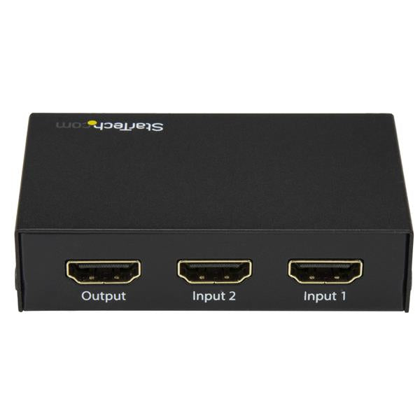 StarTech Switch Conmutador HDMI de 2 Puertos, 4K 60Hz, 3840 × 2160, 4K, 2 Dispositivo de Entrada, Pantalla, Proyector, TV, Reproductor de disco Blu-Ray