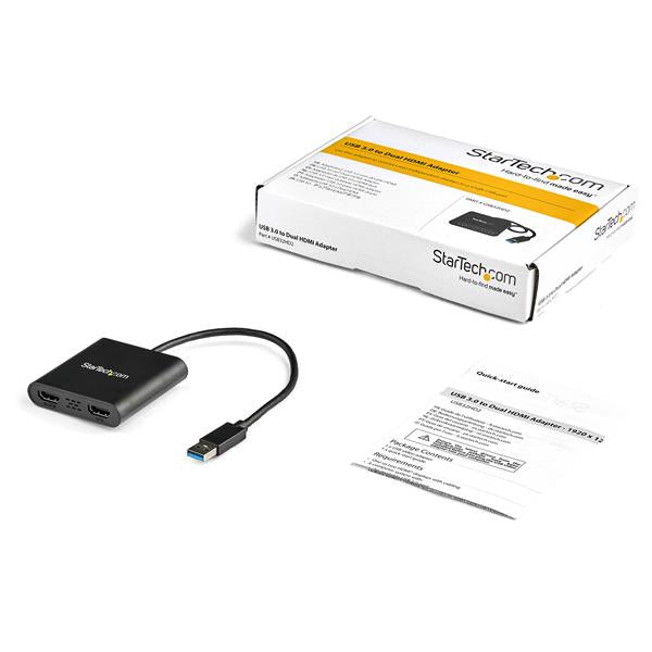 STARTECH CONSIG ADAPTADOR DE VIDEO EXTERNO USB ADAP 3.0 A 2 PUERTOS HDMI 4K