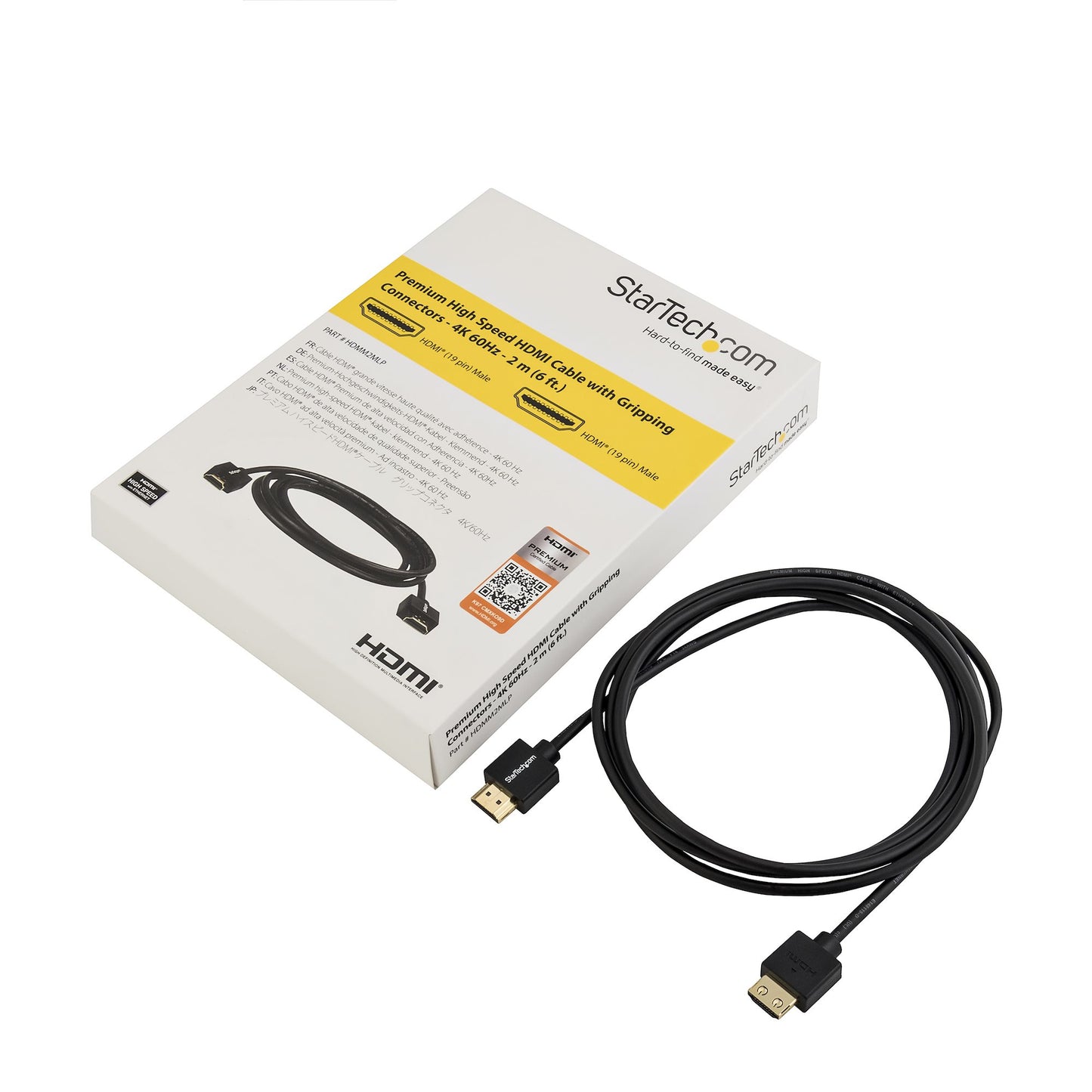 Cable STARTECH de 2m HDMI 2.0, Cable HDMI Premium 4K 60Hz de Alta Velocidad con Ethernet