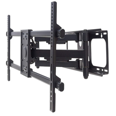 Soporte de pared para pantallas de 37" a 90" con movimiento articulado ajustable para girar, inclinar, o nivelar de color negro