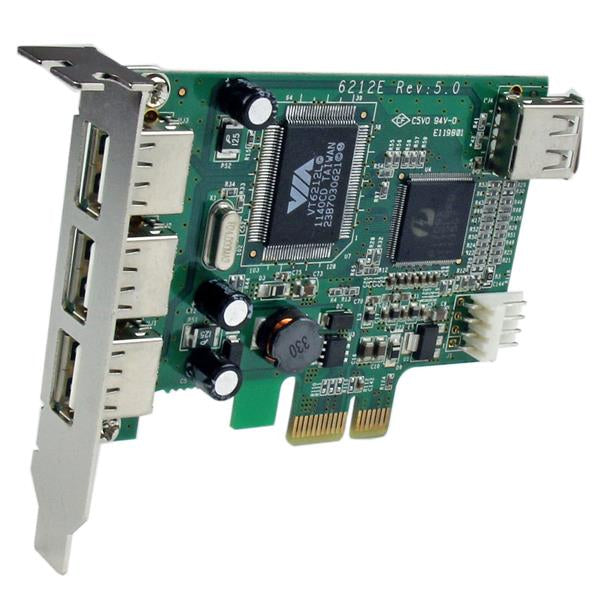 Adaptador tarjeta PCI Express STARTECH Perfil Bajo USB 2.0 Alta Velocidad - 3 Externos y 1 Interno - 4 puertos USB