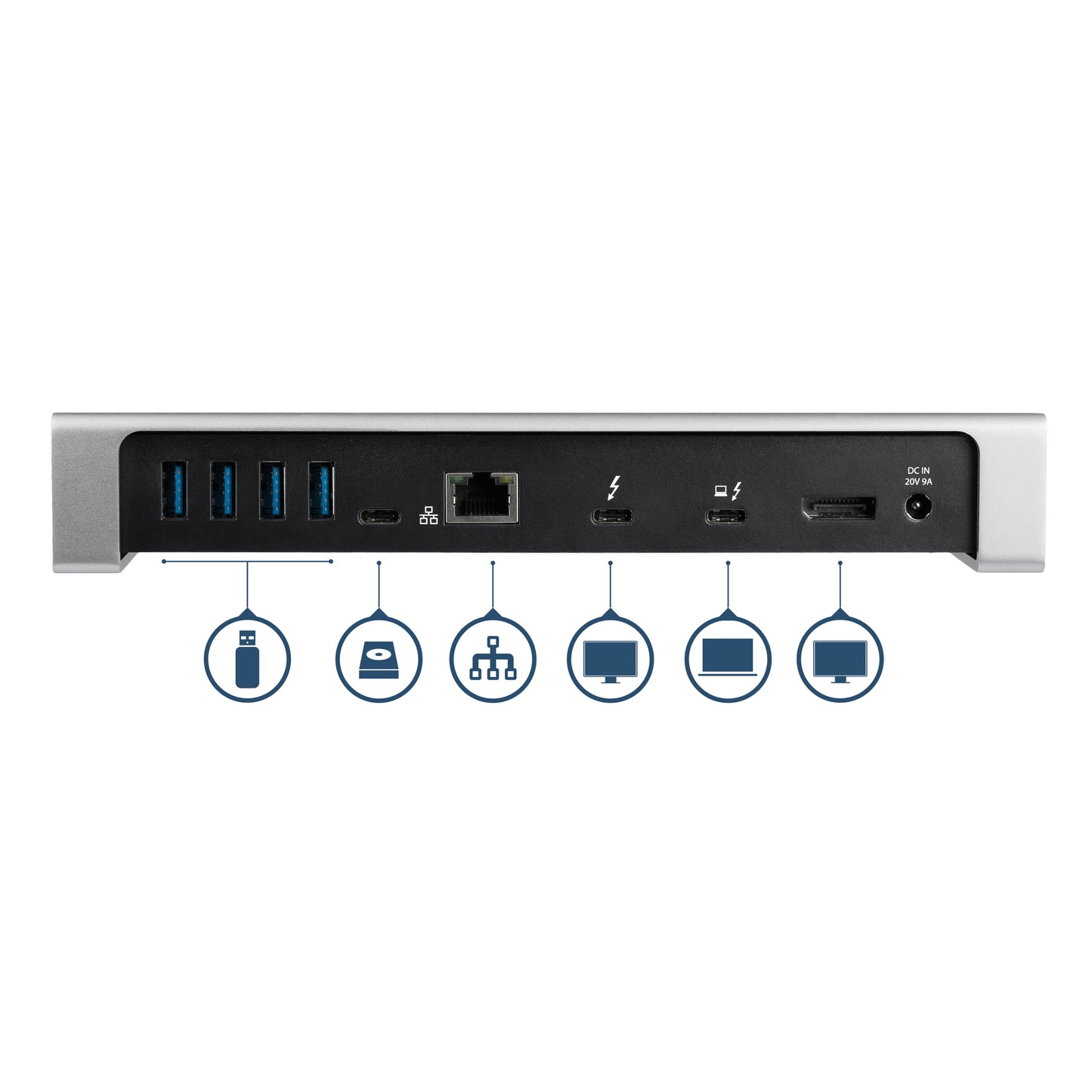 StarTech.com Docking Station Thunderbolt 3 con Lector de Tarjetas de Memoria SD, 5x USB 3.0, 2x Thunderbolt 3, Negro