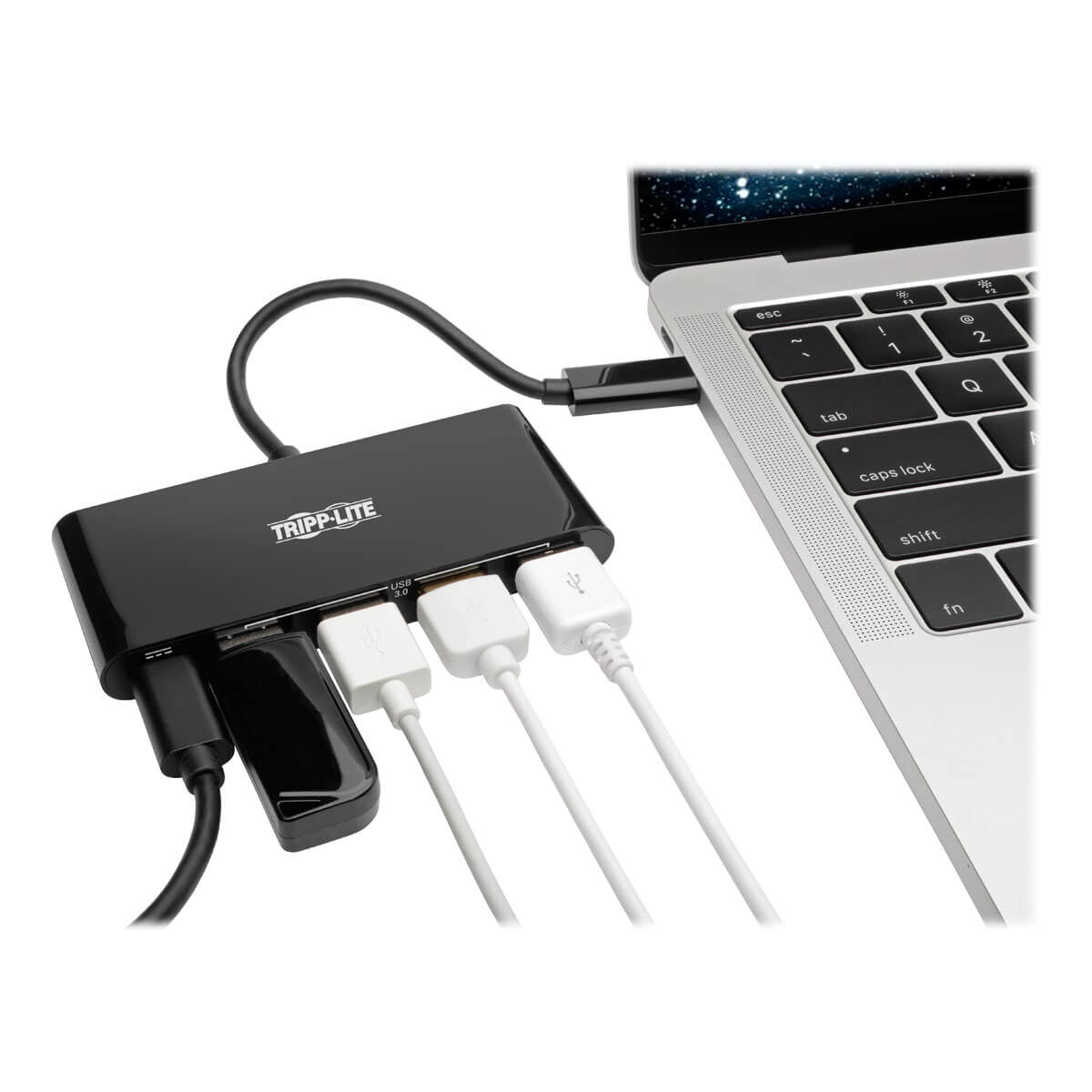 TRIPPLITE CONSIG. HUB USB 3.1 4 PUERTOS 4X USB-A CABL THUNDERBOLT 3 CARGA PD NEGRO