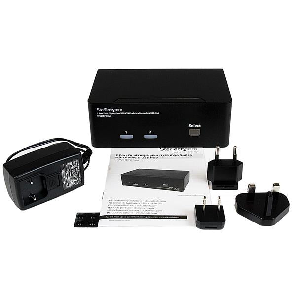 STARTECH CONSIG CONMUTADOR SWITCH KVM 2 PUERTOSPERP USB AUDIO DISPLAYPORT DOBLE