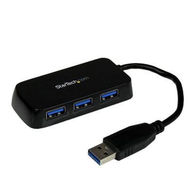 Adaptador Concentrador HUB USB 3.0 de 4 puertos para laptop, color negro