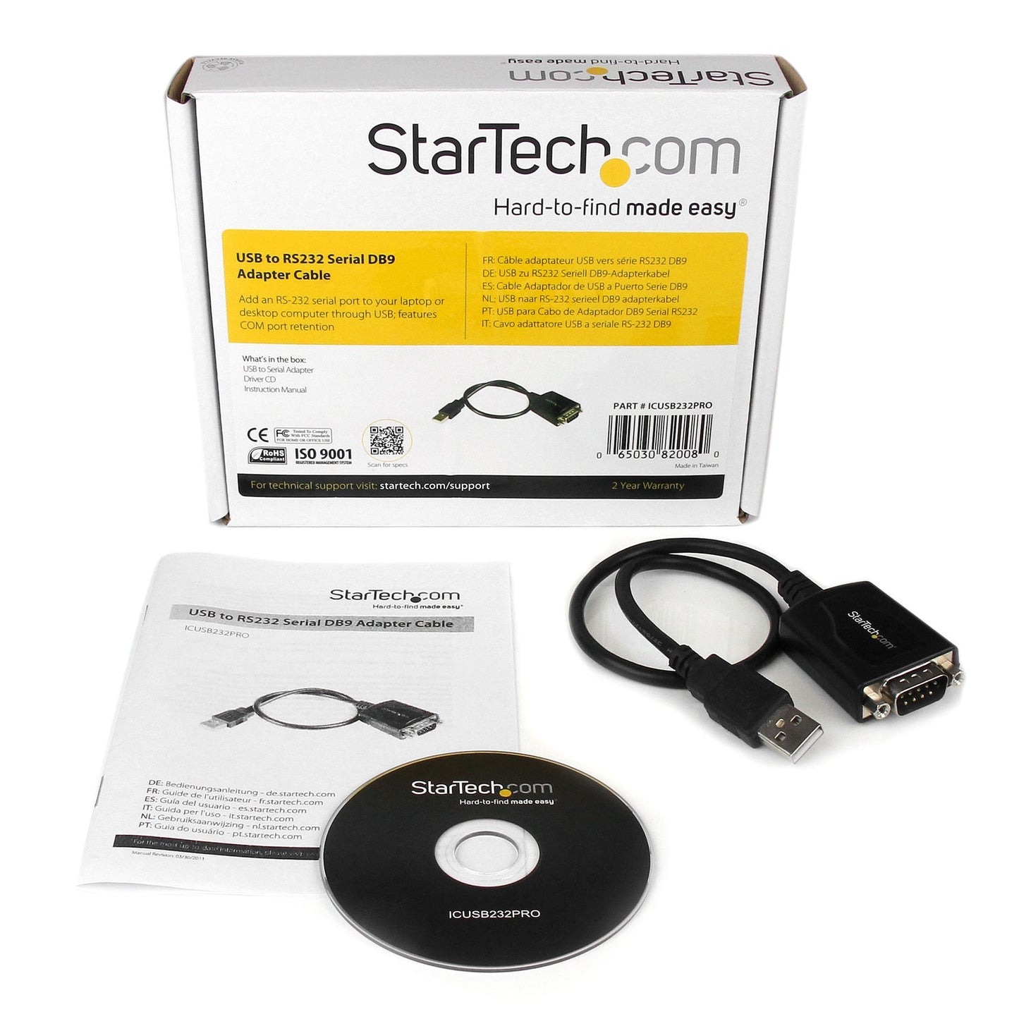 STARTECH CONSIG CABLE 0.3M USB A PUERTO SERIAL CPNT RS232 DB9 CON RETENCION PUERTO COM