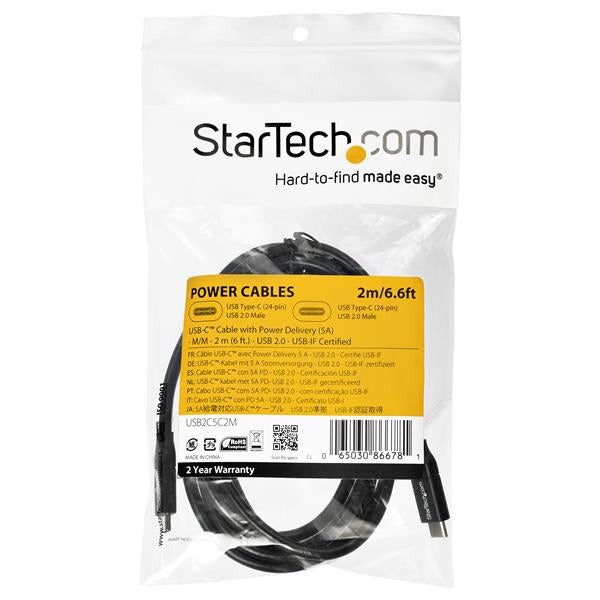 STARTECH CONSIG CABLE DE 2M USB-C A USB TIPOC ADAP CON CAPACIDAD PD 5A USB 2.0