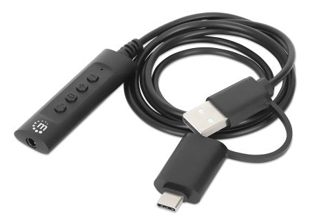 Adaptador de auricular Manhattan IC INTRACOM para Auriculares, Computador, Tablet PC, Portátil, Smartphone, MacBook, iPad - Plástico, Cobre - Negro