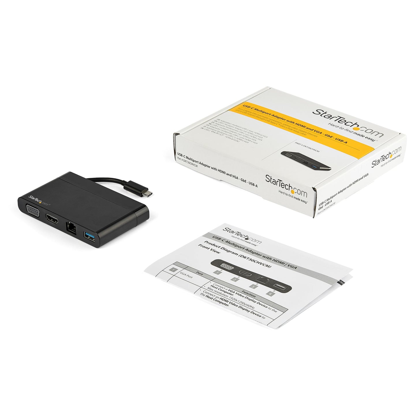 StarTech.com Docking Station DKT30CHVCM USB-C, 1x USB 3.0, 1x HDMI, 1x VGA, Negro