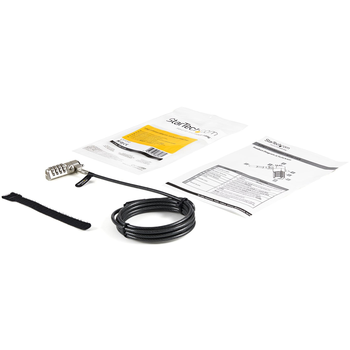StarTech.com Cable con Candado para Laptop, 2 Metros, Negro/Plata