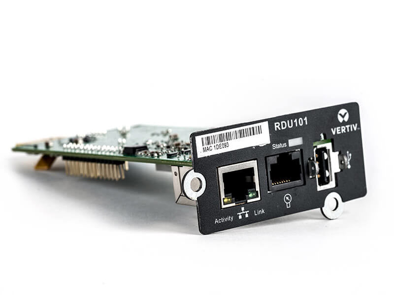 Liebert IntelliSlot RDU101 Adaptador de gestión de alimentación remota, IntelliSlot, 1 Puerto de red (RJ-45), Negro