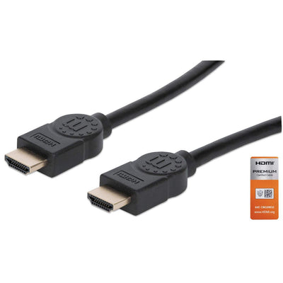 Cable Certificado Premium Manhattan 355360 HDMI 2.0 Macho - HDMI 2.0 Macho, 4K, 60Hz, 5 Metros, Negro