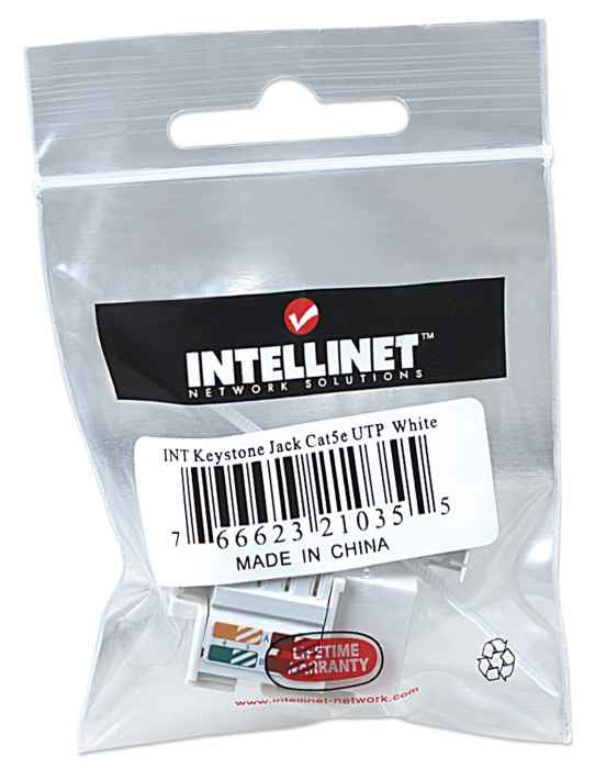 Keystone Jack, Cat5e, UTP, Punch-down, MANHATTAN, conector de red - Blanco