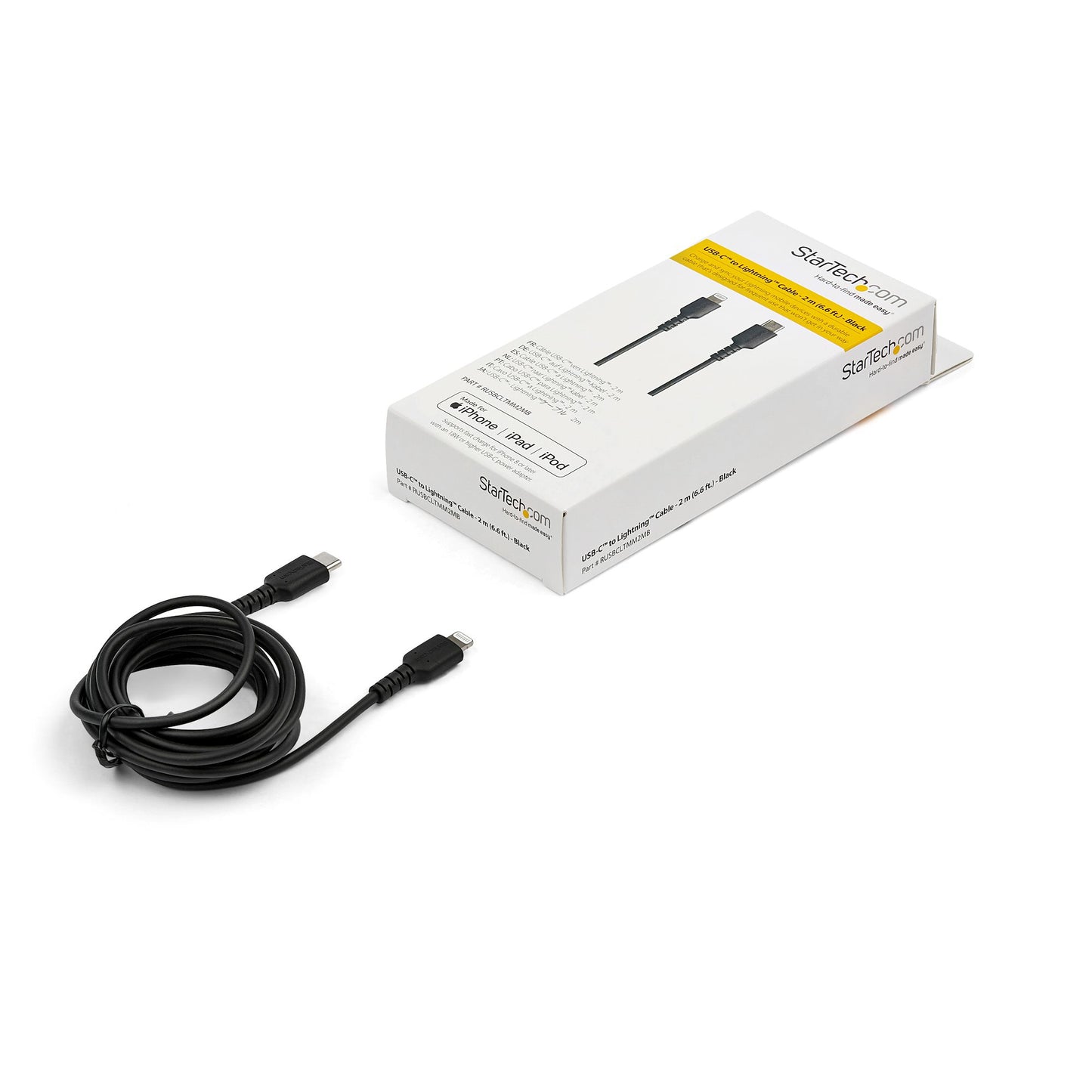 STARTECH CONSIG CABLE USB-C A LIGHTNING DE 2M 2PST COLOR NEGRO - CERTIFICADO MFI