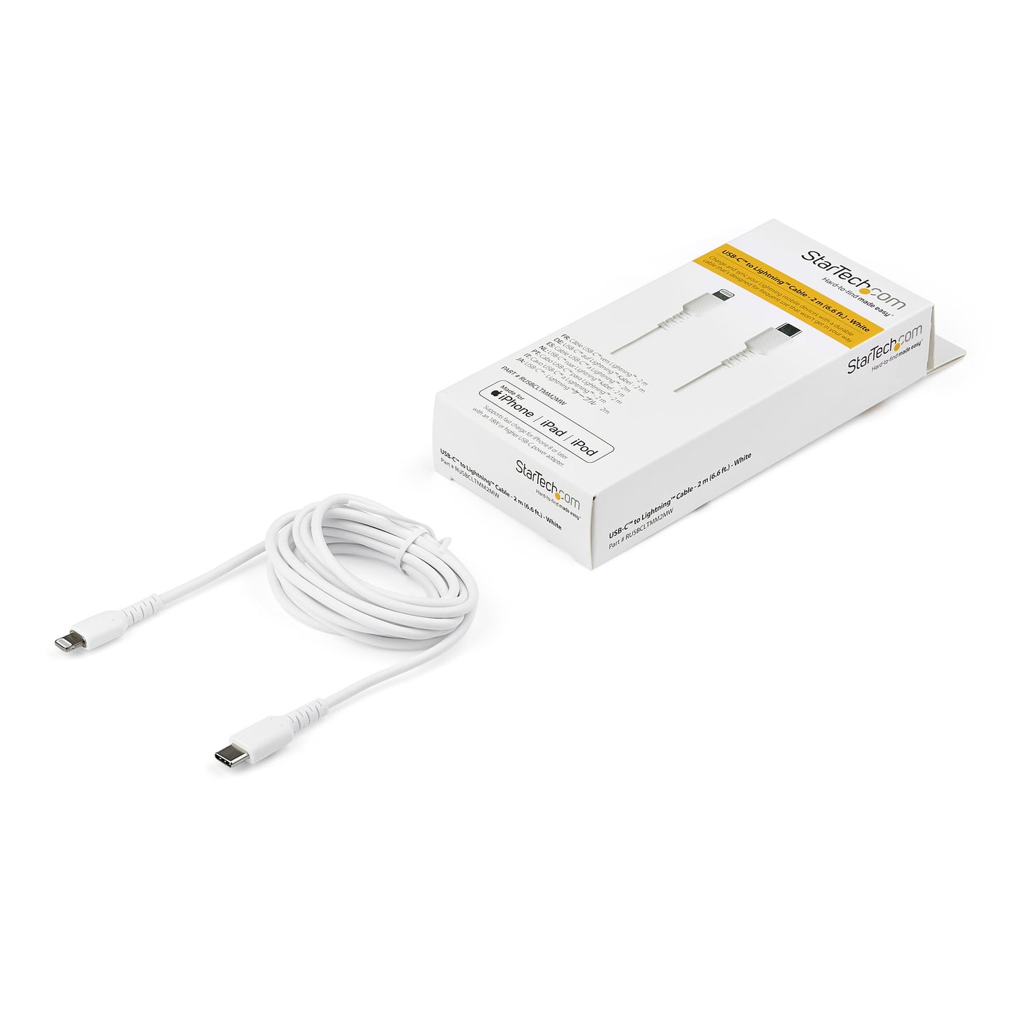 STARTECH CONSIG CABLE USB-C A LIGHTNING DE 2M 2PST COLOR BLANCO - CERTIFICADO MFI