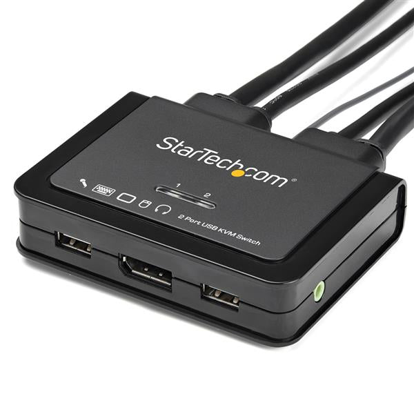 STARTECH CONSIG SWITCH CONMUTADOR KVM DE 2 PUE PERP PUERTOS DP USB 4K60HZ - CABLES INT