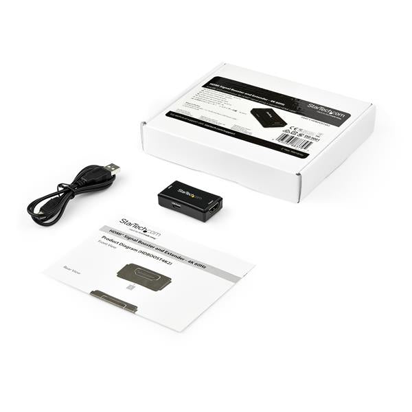 StarTech Amplificador de Señal HDM, 14 m, 4k 60Hz, Booster y Repetidor Alimentado Vía USB, Compatible con Audio 7.1
