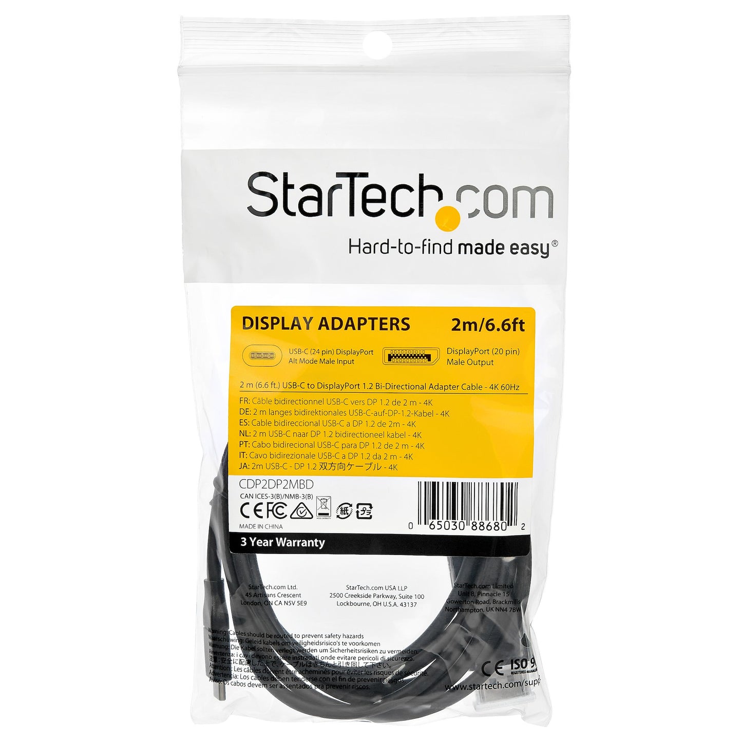 STARTECH CONSIG CABLE CONVERTIDOR USB-C A DISP CABL LAYPORT - 2M - BIDIRECCIONAL - 8K