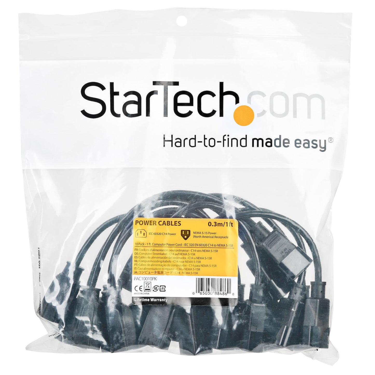 STARTECH CONSIG CABLE DE PODER PC DE 0.3M - PA CABL CK 10 - ADAPTADOR NEMA 5 15R A C14