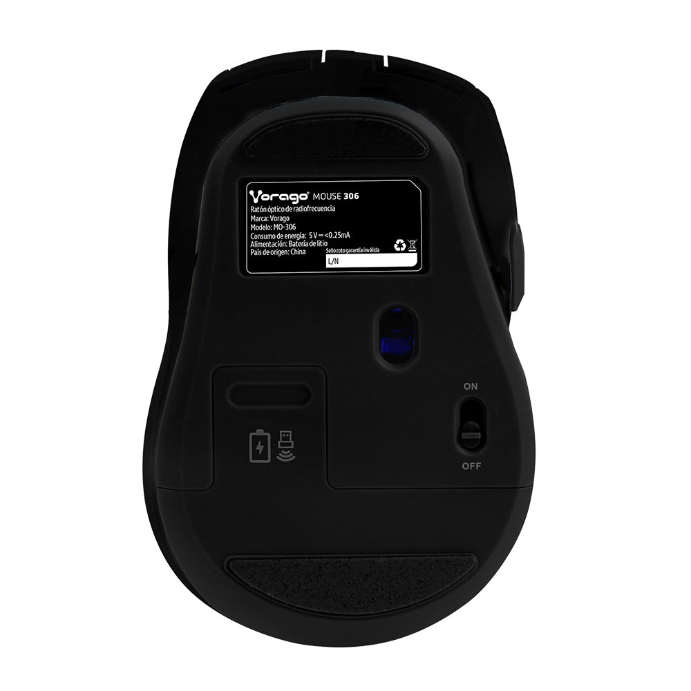 Mouse MO-306 Vorago, Inalámbrico, USB, 2400DPI, Negro
