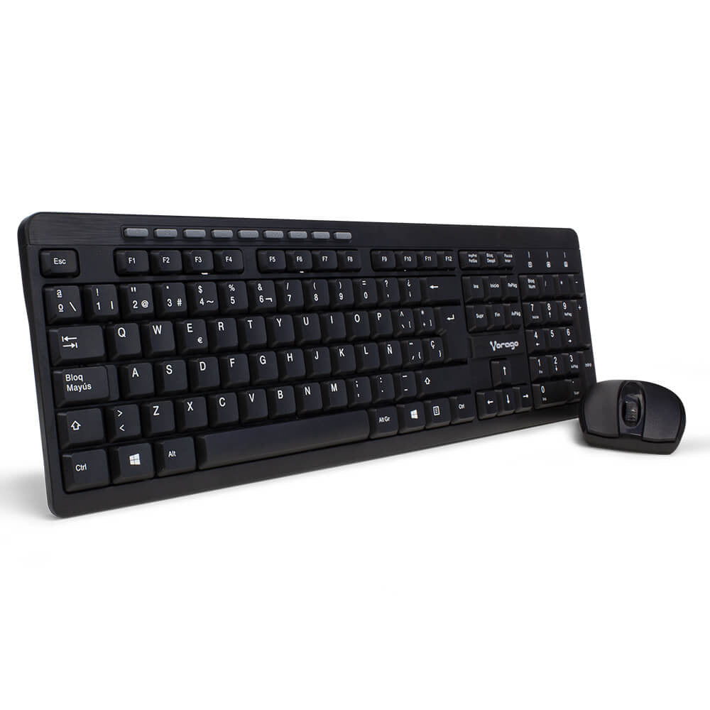 Kit de teclado y mouse KM-304 Vorago, Inalámbrico, USB, Negro (Español)
