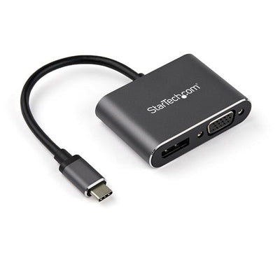Adaptador de Video Multipuertos USB-C, DisplayPort o VGA, 4K 60Hz, 2 en 1, 3840 x 2160 Supported, Gris