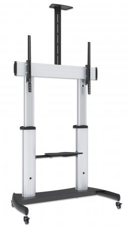 Soporte de TV tipo carro con altura ajustable, de 60" a 100" color Plateado y negro
