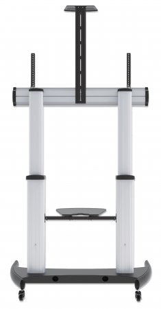 Soporte de TV tipo carro con altura ajustable, de 60" a 100" color Plateado y negro