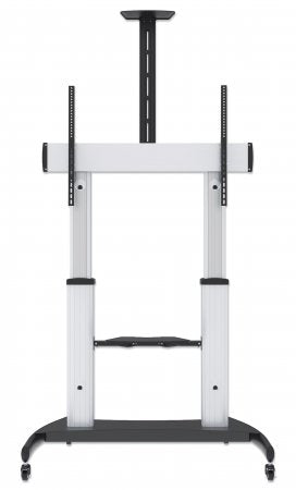 Soporte de TV tipo carro con altura ajustable, de 60" a 100" color Plateado y negro