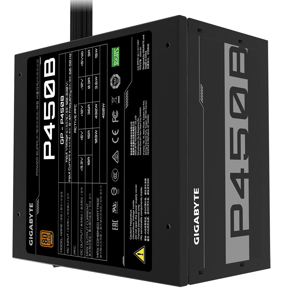 Fuente de Poder Gigabyte Arroba P450B 80 PLUS Bronze, 20+4 pin ATX, 120mm, 450W