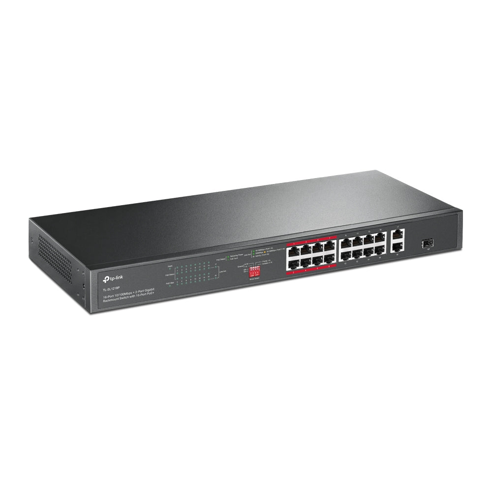 TP-LINK SWITCH PARA MONTAJE EN RACK PERP DE 16 PUERTOS POE 10 100 MBPS