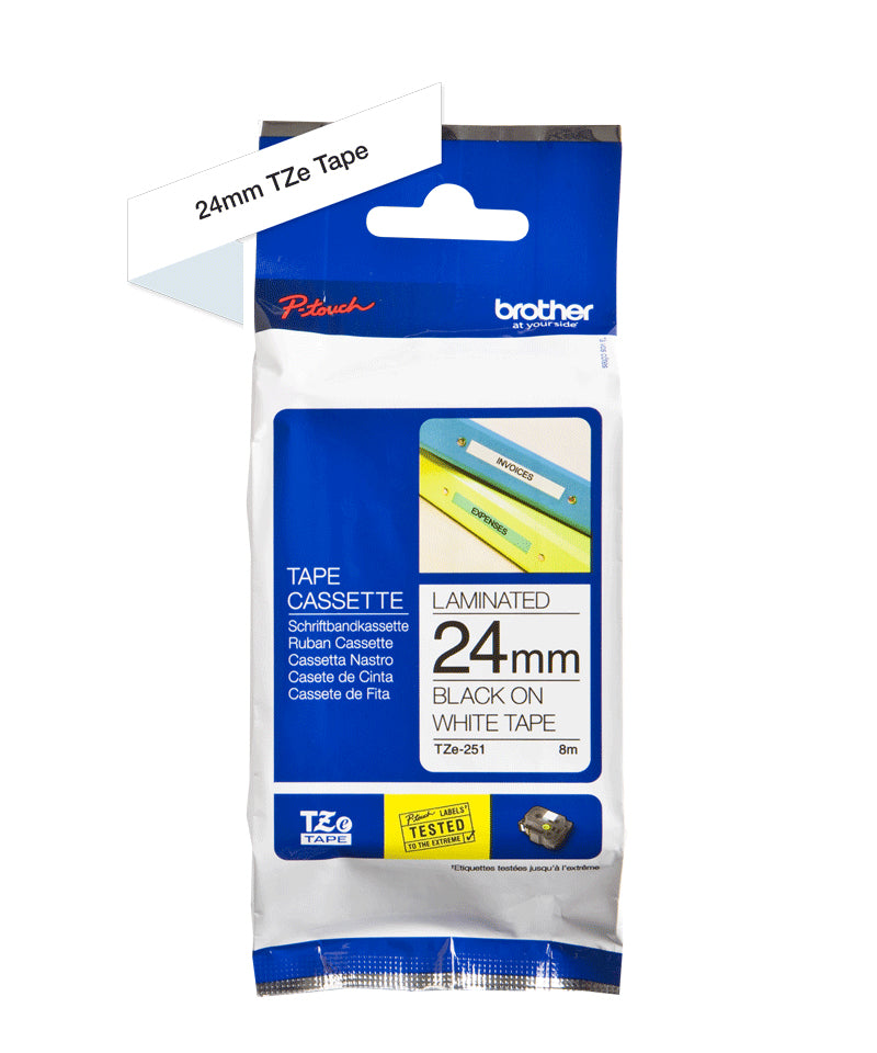 BROTHER CINTA NEGRO SOBRE BLANCO RIBB 24MM X 8M