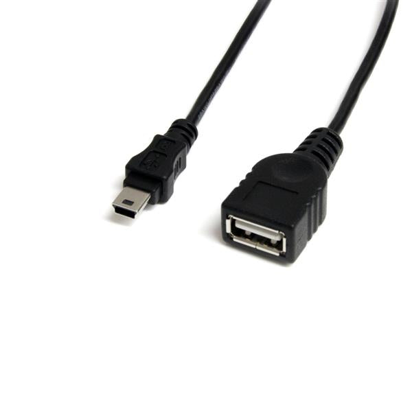StarTech Cable Convertidor USB 2.0 de USB A a Mini USB B de 30cm, Hembra, Macho, USB (F) a Mini USB tipo B (M), Negro, USBMUSBFM1.