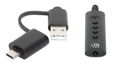Adaptador de auricular Manhattan IC INTRACOM para Auriculares, Computador, Tablet PC, Portátil, Smartphone, MacBook, iPad - Plástico, Cobre - Negro