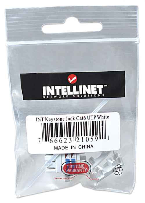 Jack RJ45 CAT6 UTP MANHATTAN keystone, cable de impacto, blanco