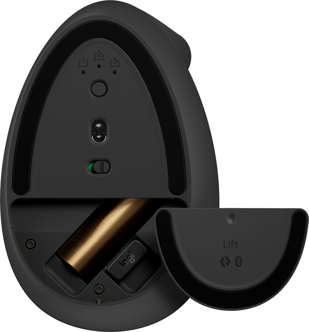 Mouse Vertical Ergonómico Logitech Lift 910-006466 | Mano Derecha | Logi Bolt + Bluetooth | 4000 DPI | Batería AA 24 Meses | Mano Pequeña/Mediana | Grafito | SKU 910-006466