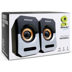 Bocina Multimedia BRobotix, USB, 3.5mm, Negro/Plata