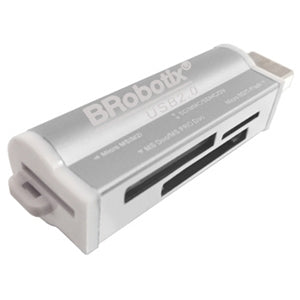 Lector de Tarjetas USB Para MicroSD, SD, MS Duo y Micro MS, V2.0, Color Plata