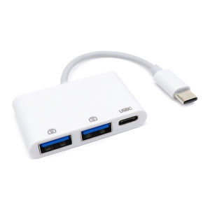 Adaptador UBS Brobotix 6000311, C Macho - 2x USB A/USB C Hembra, Blanco