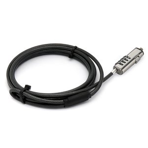 BRobotix Candado de Combinación para Laptops, 1.8 Metros, Negro/Plata