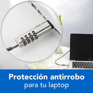 BRobotix Candado de Combinación para Laptops, 1.8 Metros, Negro/Plata